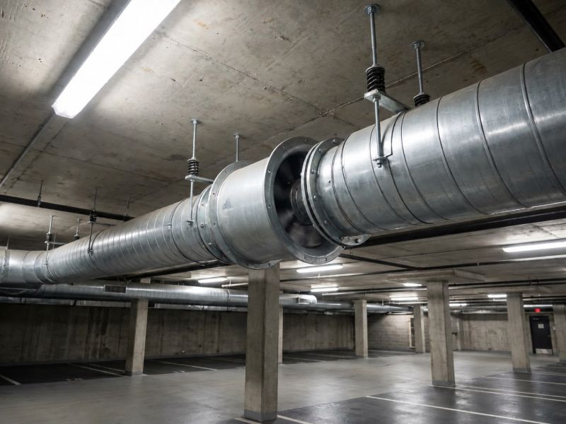 Lắp quạt hướng trục tầng hầm cần áp suất đủ lớn để thắng trở lực mạng ống gió dài.